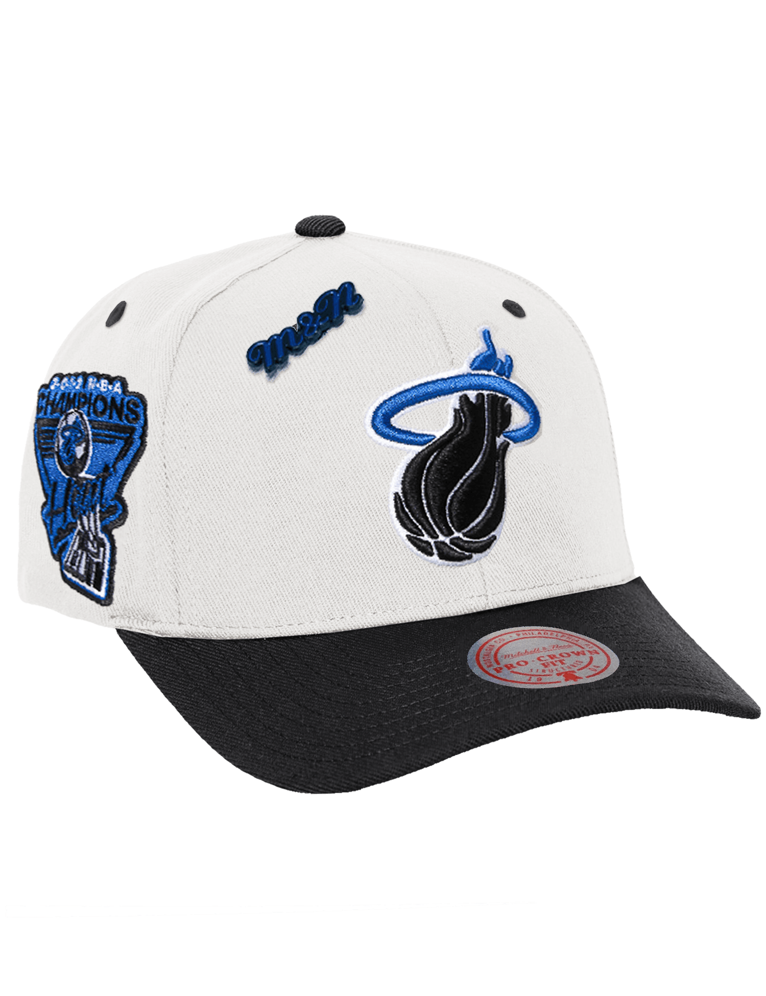 Mitchell And Ness Caps Miami Heat Mitchell & Ness NBA Launch Pro Crown Snapback Hat - Off White