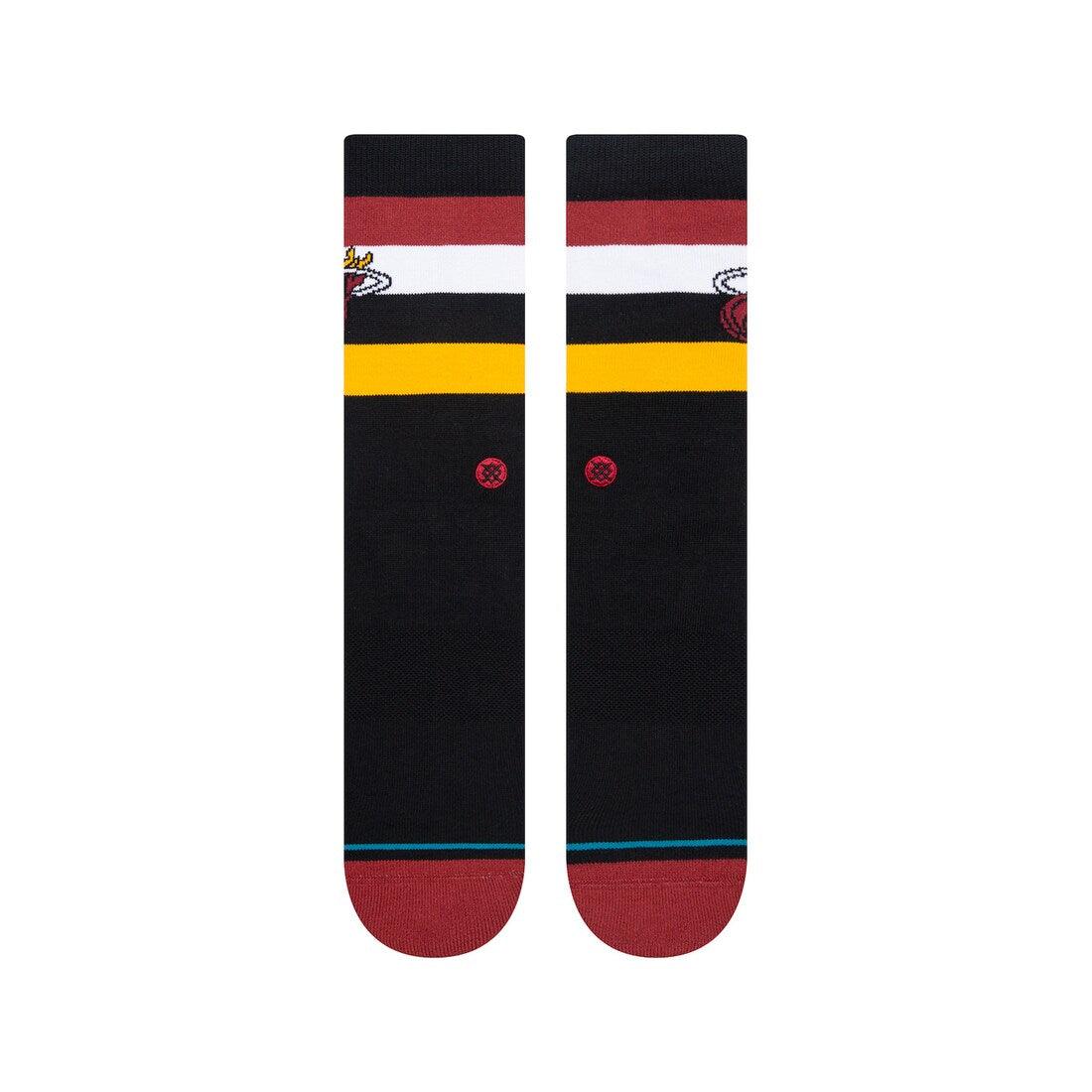 Stance Socks Large (9-12 US) Miami Heat Stance NBA Team Stripe Crew Socks - Black