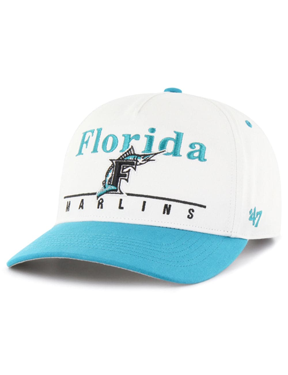47 Brand Caps Miami Marlins '47 MLB Cooperstown Hitch Pre-Curved Snapback Hat - White