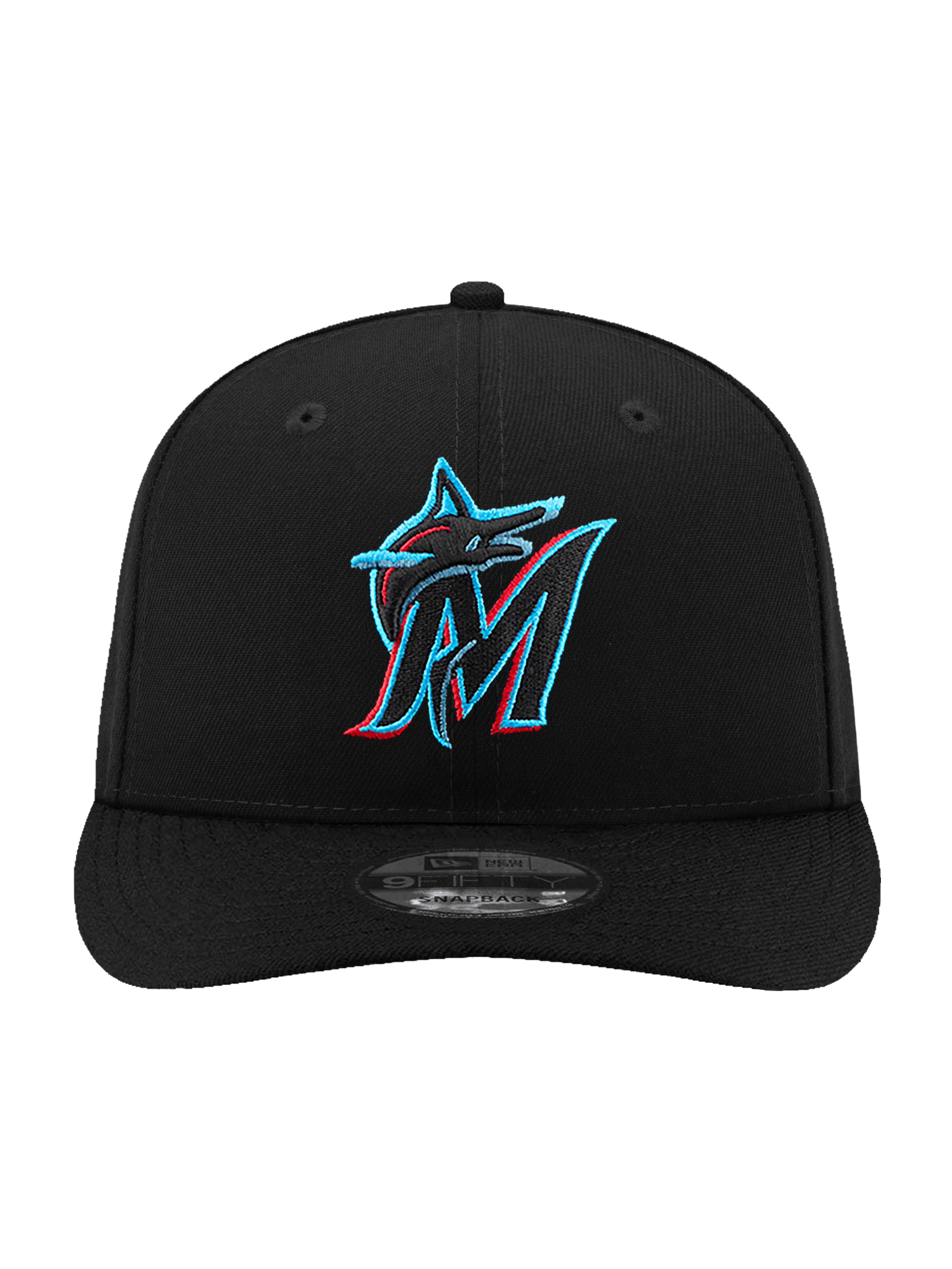 New Era Caps OSFA Miami Marlins New Era MLB Team 9FIFTY Pre-Curved Snapback Hat - Black