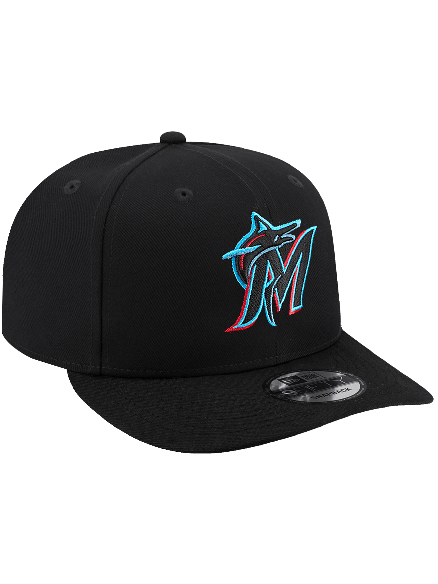 New Era Caps OSFA Miami Marlins New Era MLB Team 9FIFTY Pre-Curved Snapback Hat - Black