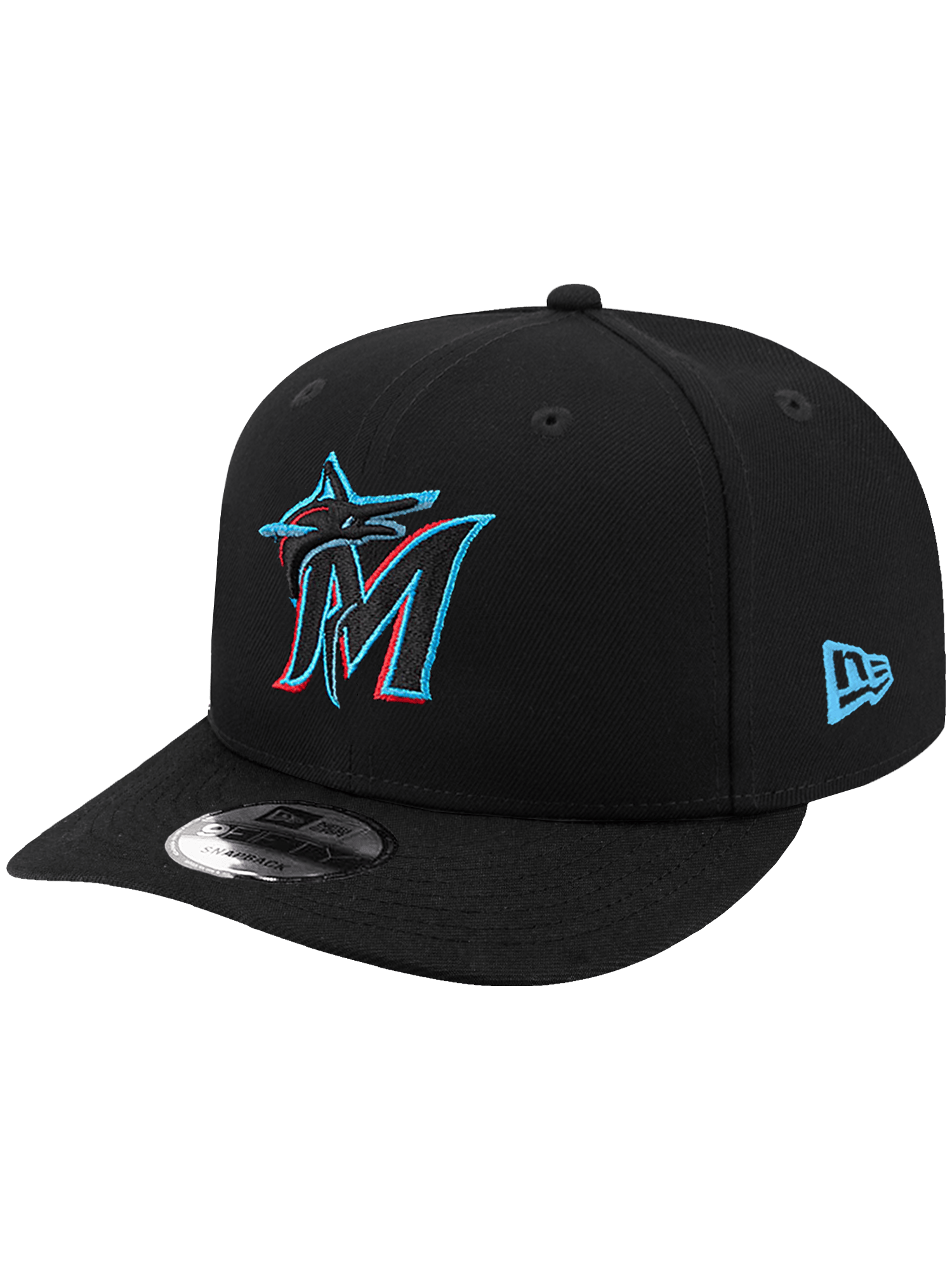 New Era Caps OSFA Miami Marlins New Era MLB Team 9FIFTY Pre-Curved Snapback Hat - Black
