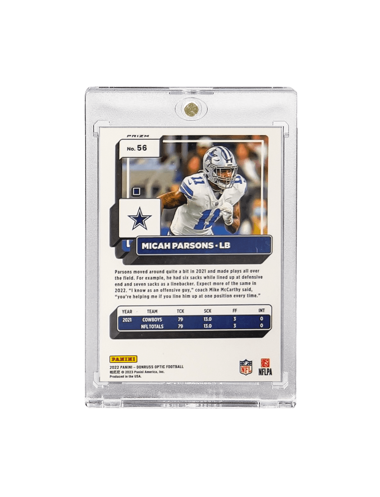 Panini Cards Micah Parsons Dallas Cowboys Panini NFL Optic 22 Silver Holo 56 Card