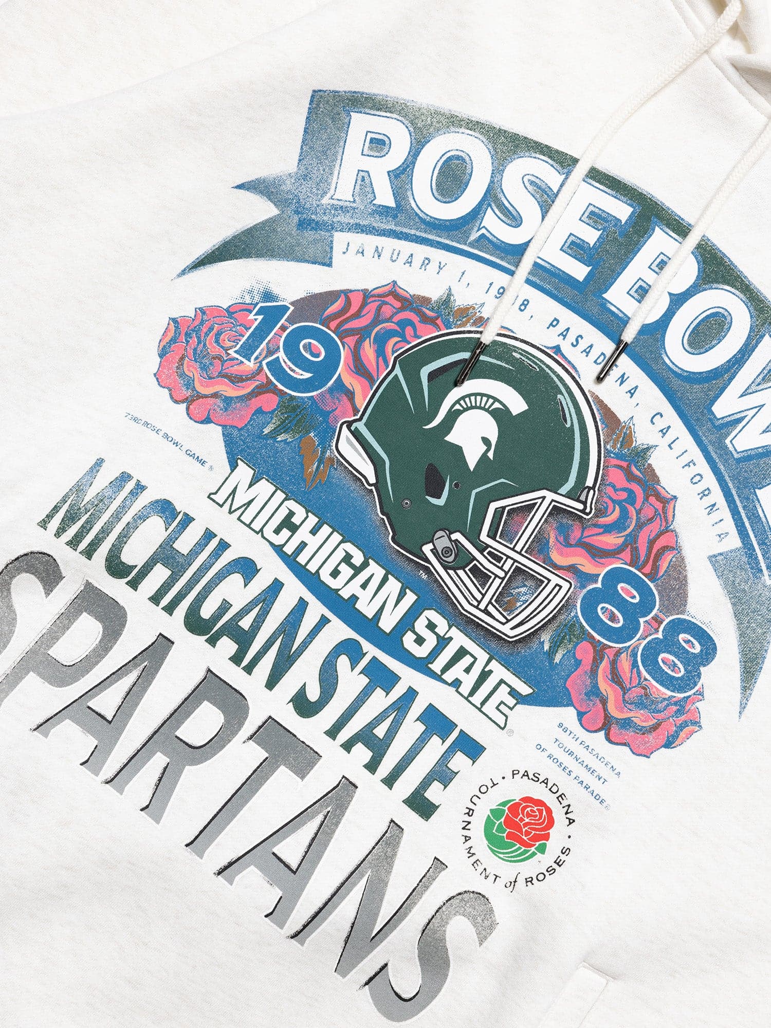 NCAA Branded Jumpers Michigan State Spartans NCAA 88 Rose Bowl Vintage Hoodie Jumper - Vintage White