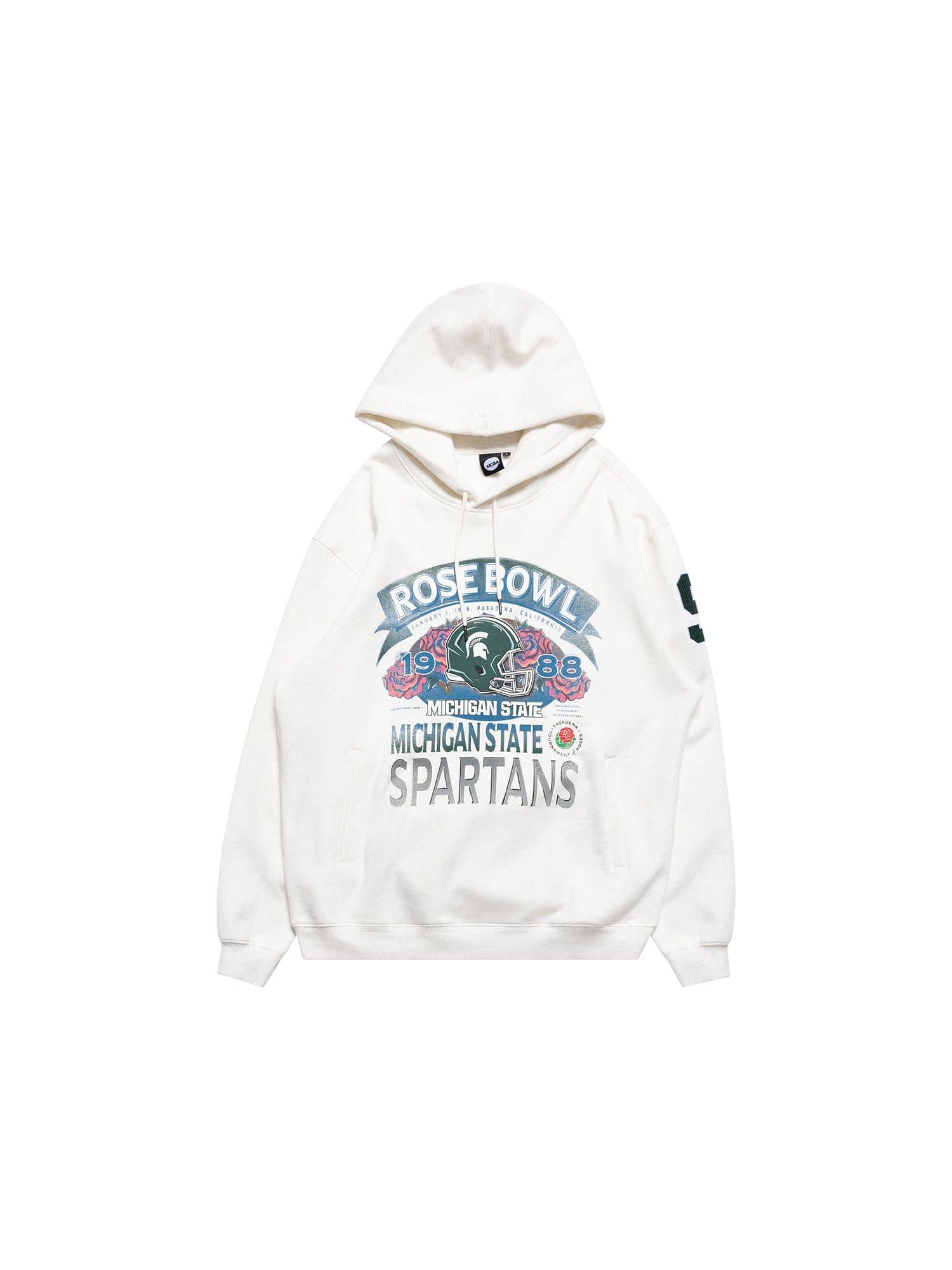 NCAA Branded Jumpers Michigan State Spartans NCAA 88 Rose Bowl Vintage Hoodie Jumper - Vintage White