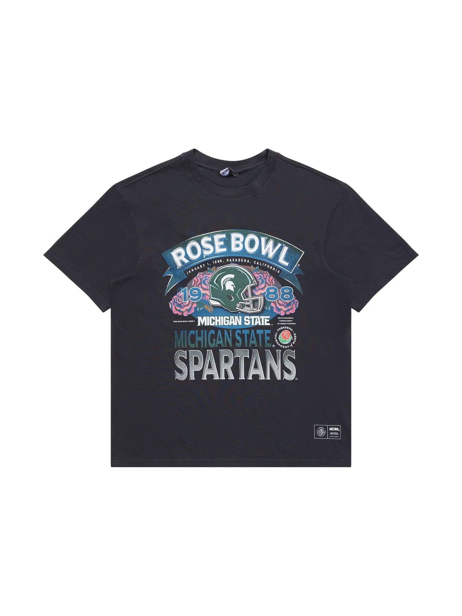 NCAA Branded T-Shirts Michigan State Spartans NCAA 88 Rose Bowl Vintage T-Shirt - Faded Black
