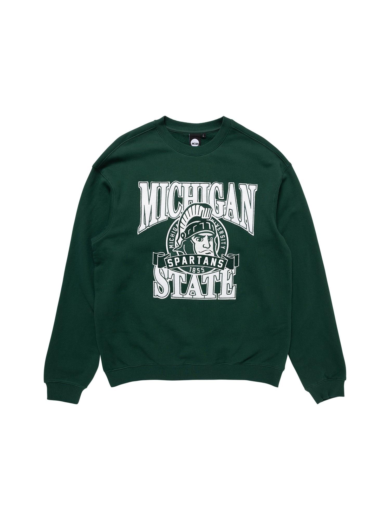 NCAA Branded Jumpers Michigan State Spartans NCAA Team Mascot Vintage Crew Jumper - Faded Green