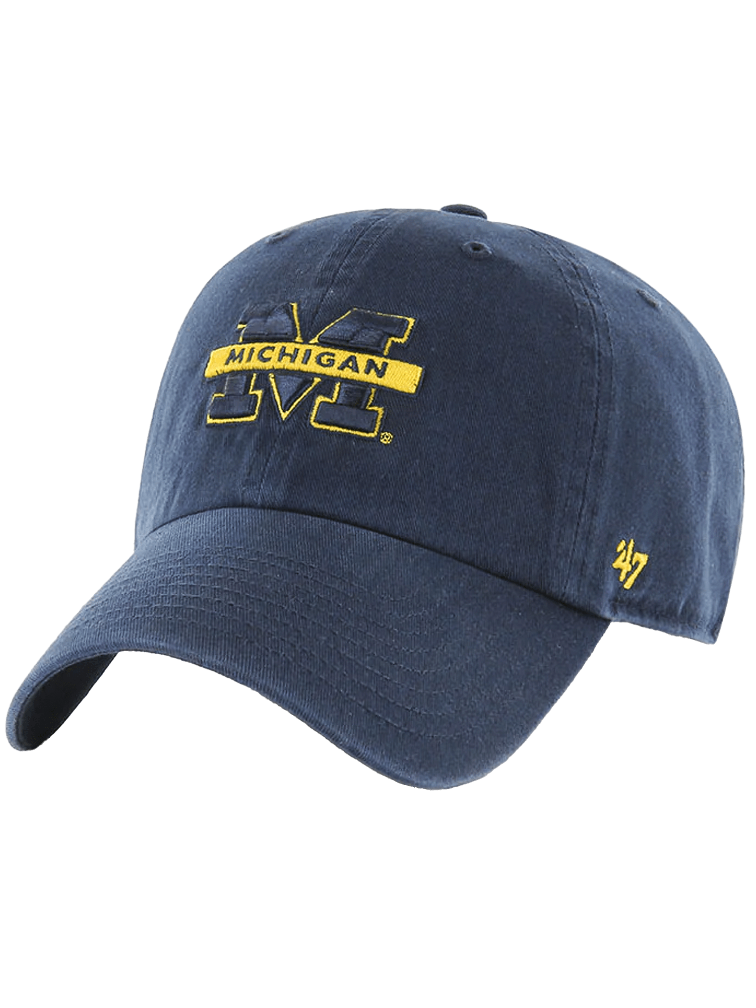47 Brand Caps Michigan Wolverines '47 NCAA Team Clean Up Strapback Hat - Navy