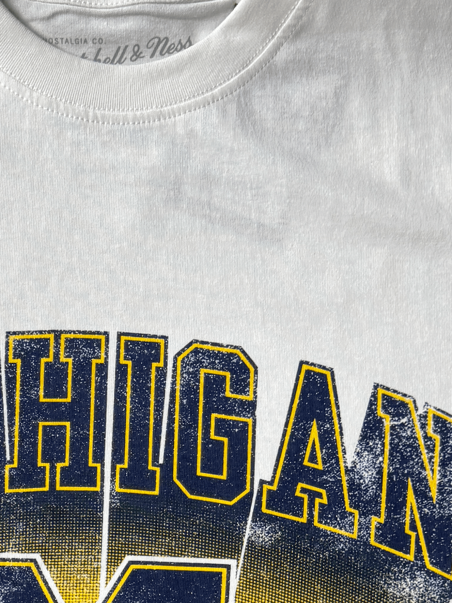 Mitchell And Ness T-Shirts Michigan Wolverines Mitchell & Ness NCAA Champs Arch Vintage T-Shirt - Vintage White