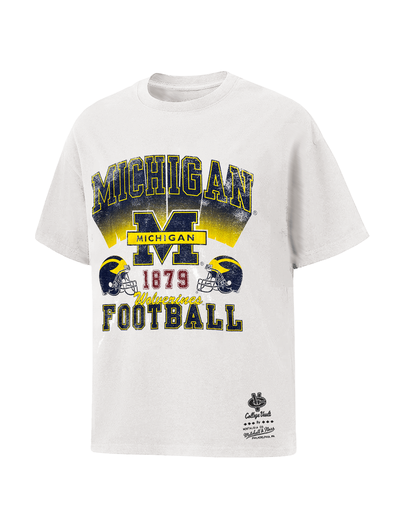 Mitchell And Ness T-Shirts Michigan Wolverines Mitchell & Ness NCAA Champs Arch Vintage T-Shirt - Vintage White