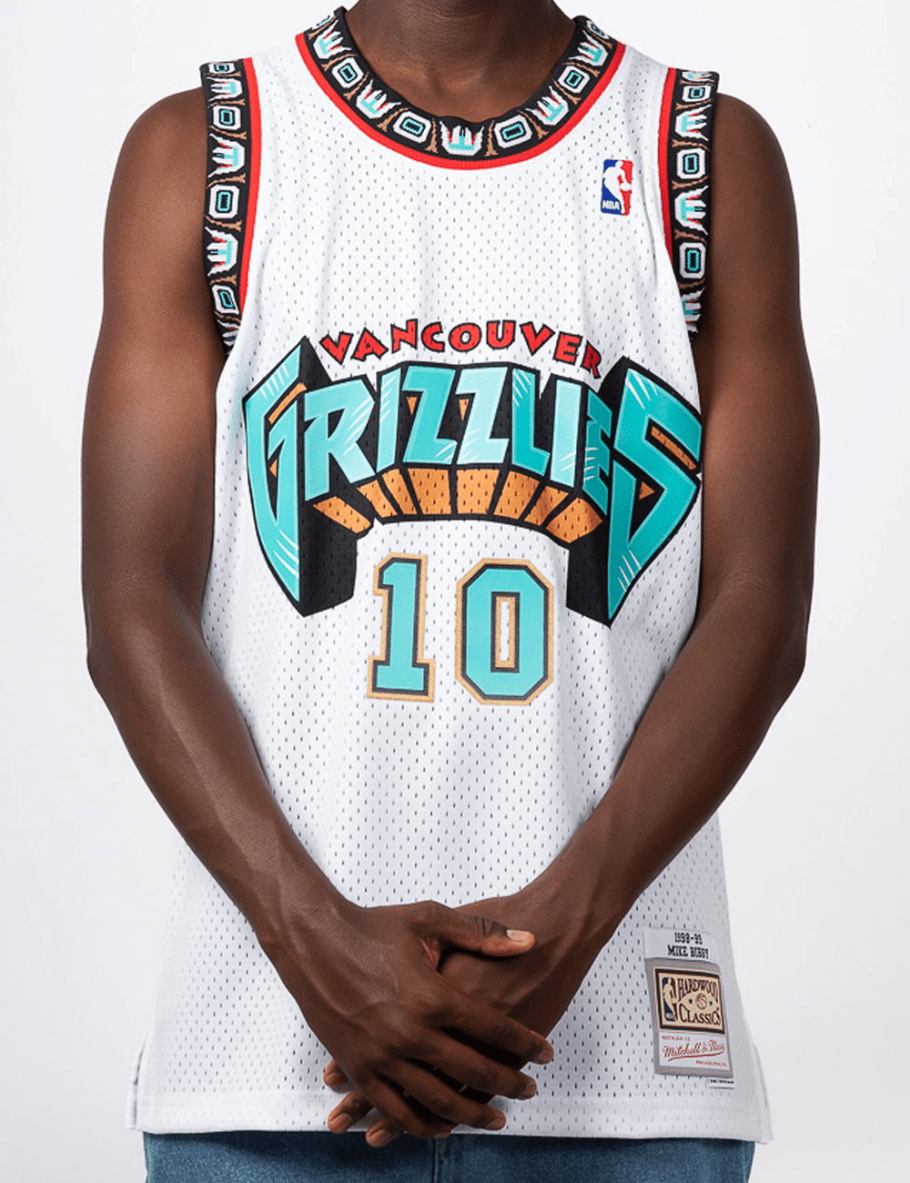 Mitchell And Ness Jerseys Mike Bibby Memphis Grizzlies Mitchell & Ness NBA 98 Home HWC Swingman Jersey - White