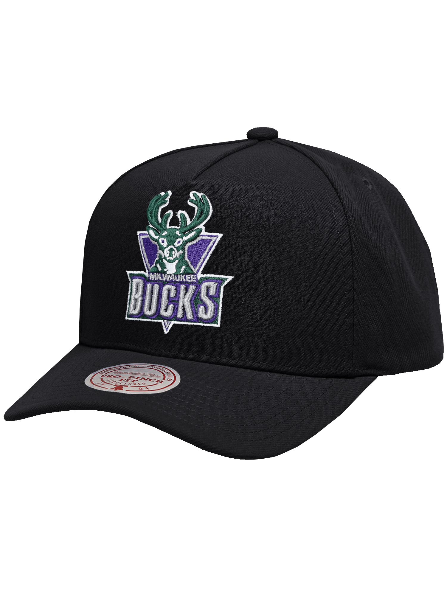 Mitchell And Ness Caps Milwaukee Bucks Mitchell & Ness NBA HWC Pro Pinch Snapback Hat - Black