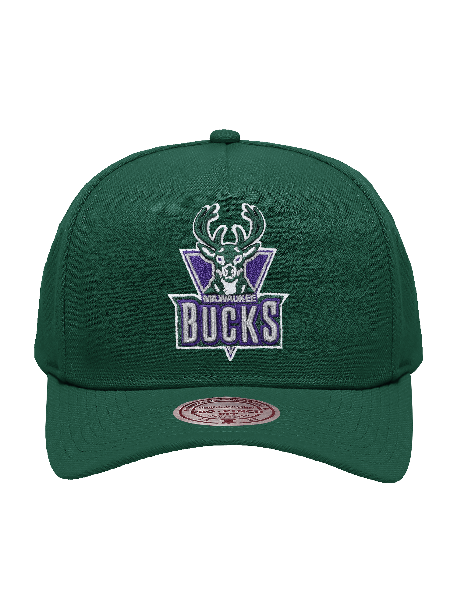 Mitchell And Ness Caps Milwaukee Bucks Mitchell & Ness NBA HWC Pro Pinch Snapback Hat - Green
