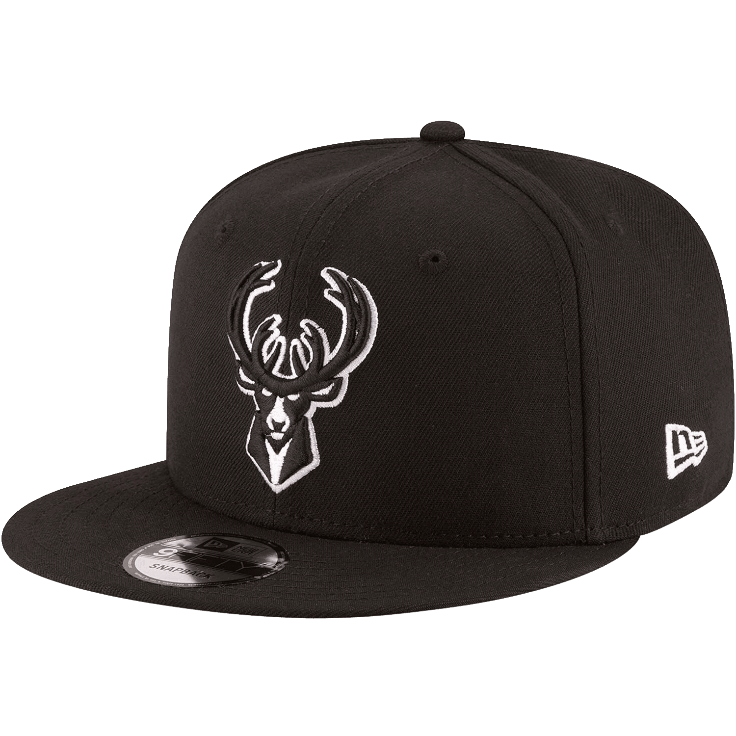 New Era Caps Milwaukee Bucks New Era NBA Black & White 9FIFTY Snapback Hat