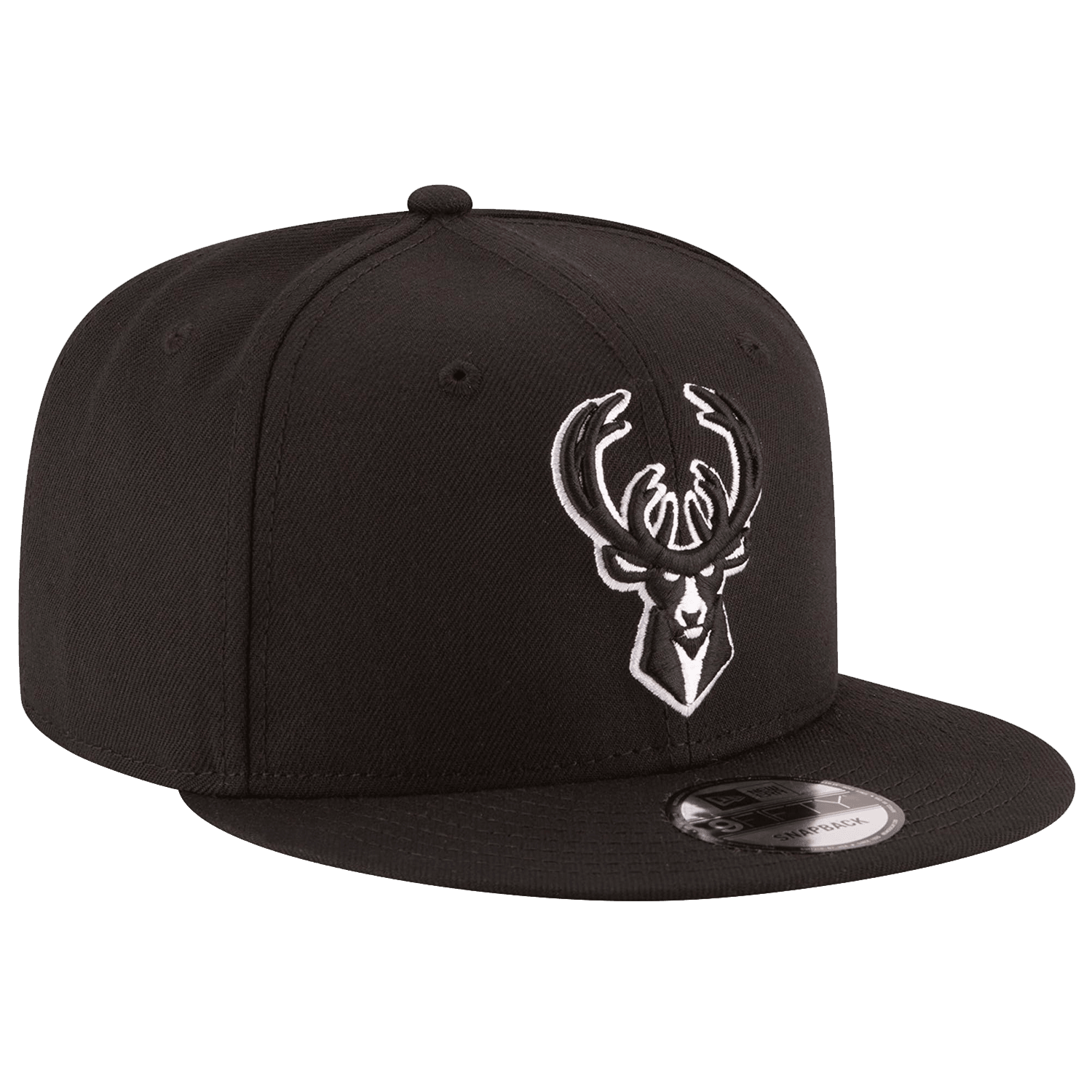 New Era Caps Milwaukee Bucks New Era NBA Black & White 9FIFTY Snapback Hat
