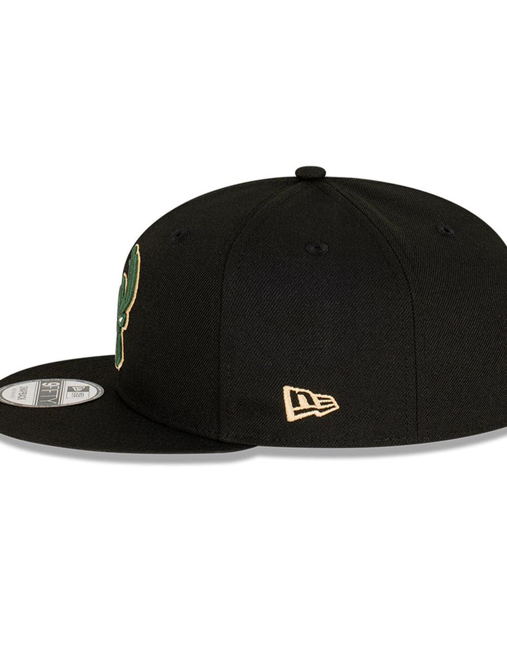 New Era Caps Milwaukee Bucks New Era NBA Champs Patch 9FIFTY Snapback Hat - Black
