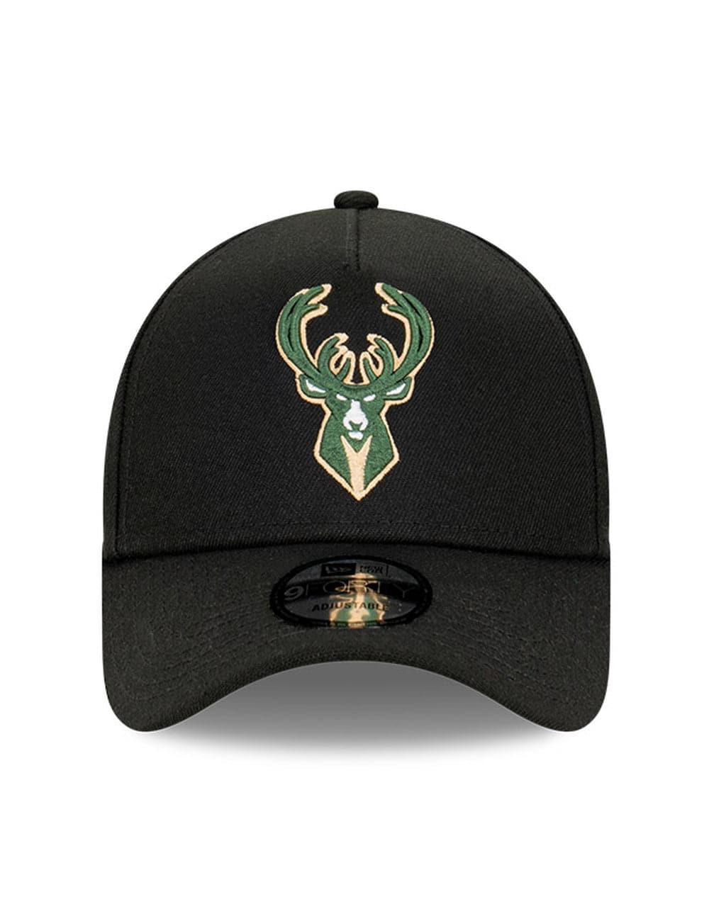 New Era Caps Milwaukee Bucks New Era NBA Champs Patch 9FORTY A-Frame Snapback Hat - Black