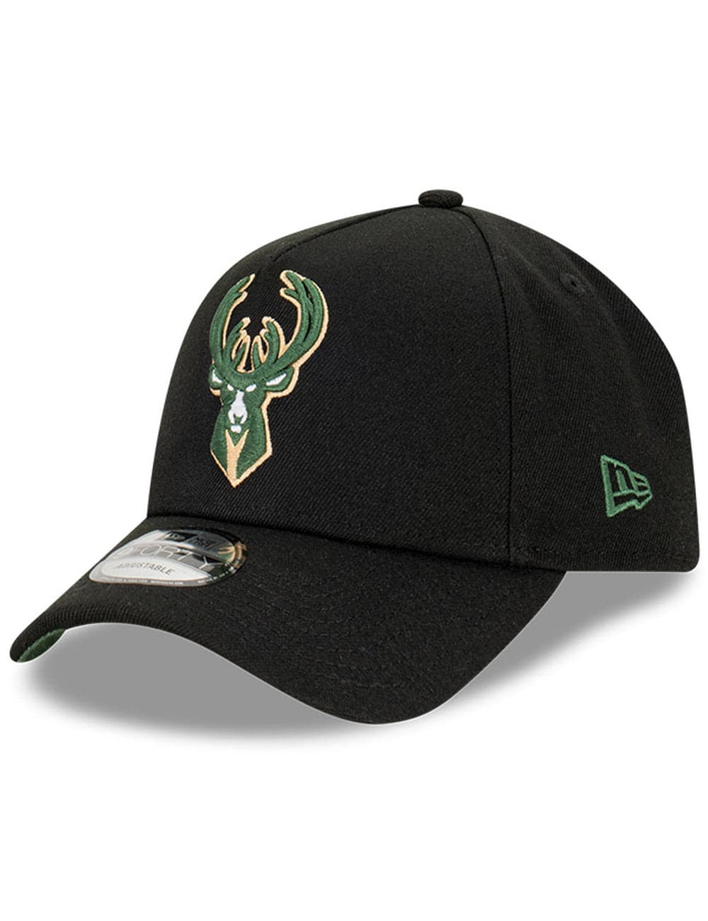 New Era Caps Milwaukee Bucks New Era NBA Champs Patch 9FORTY A-Frame Snapback Hat - Black