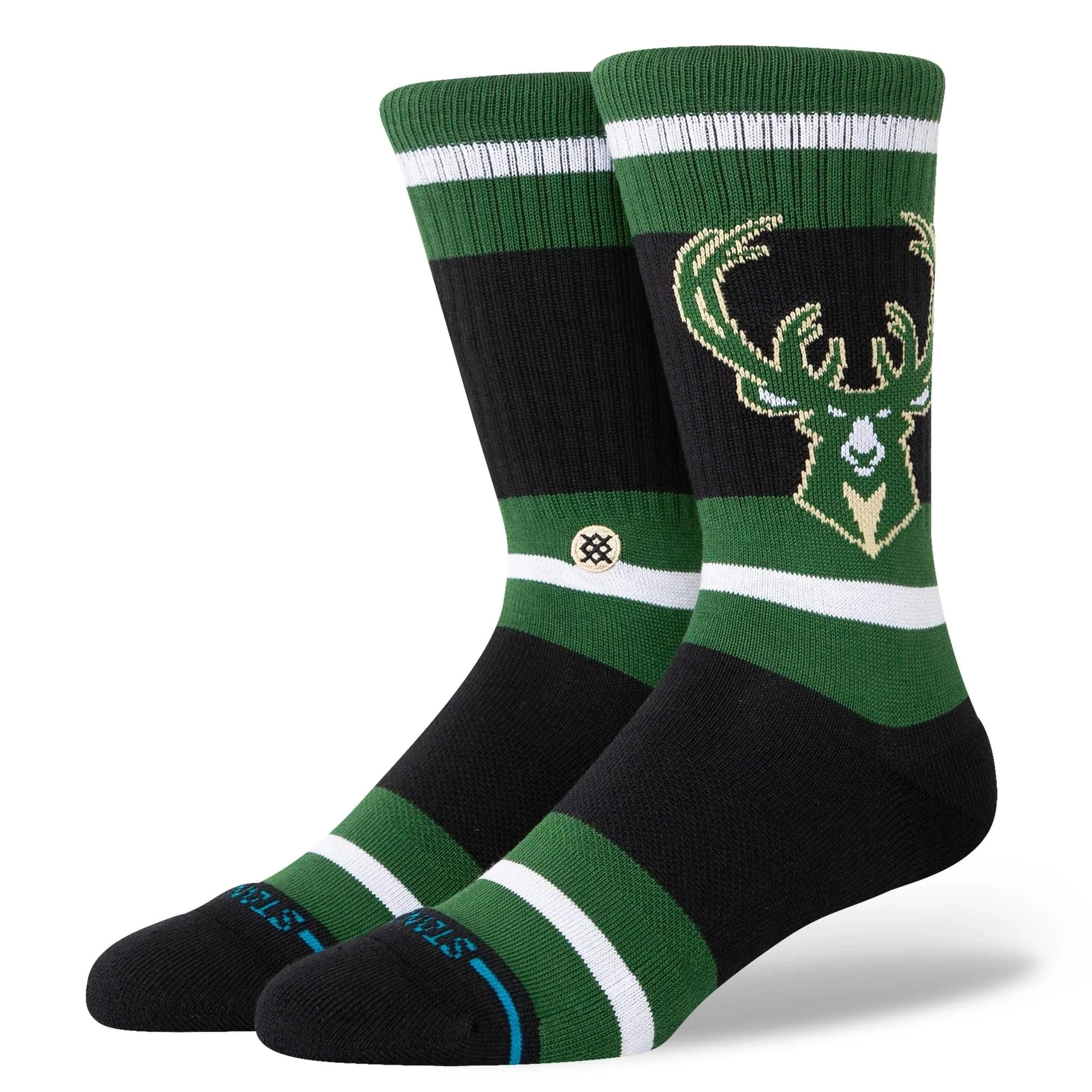 Stance Socks Large (9-12 US) Milwaukee Bucks Stance NBA Team Prep Crew Socks