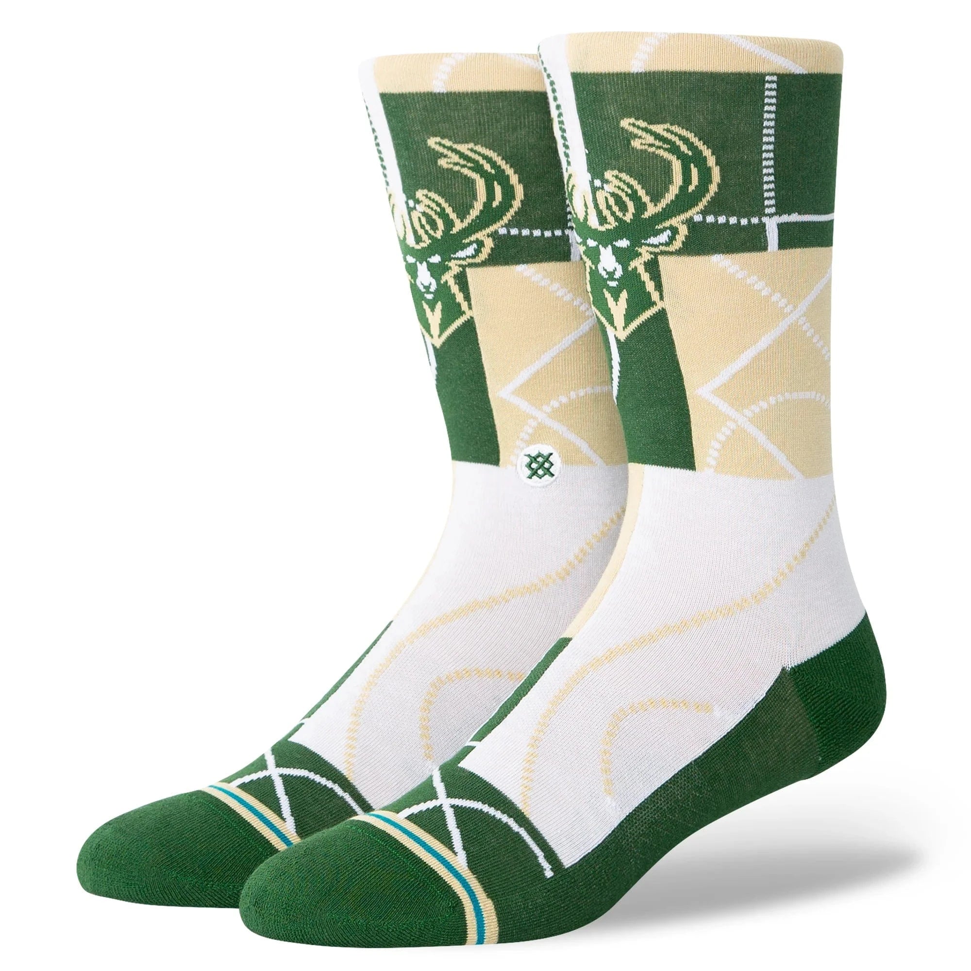 Stance Socks Large (9-12 US) Milwaukee Bucks Stance NBA Zone Crew Socks - Green