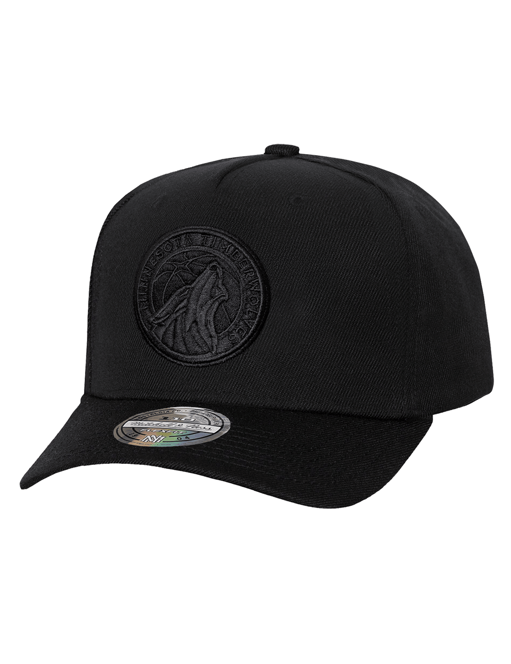 Mitchell And Ness Caps OSFM Minnesota Timberwolves Mitchell & Ness NBA Black On Black Flex 110 Snapback Hat