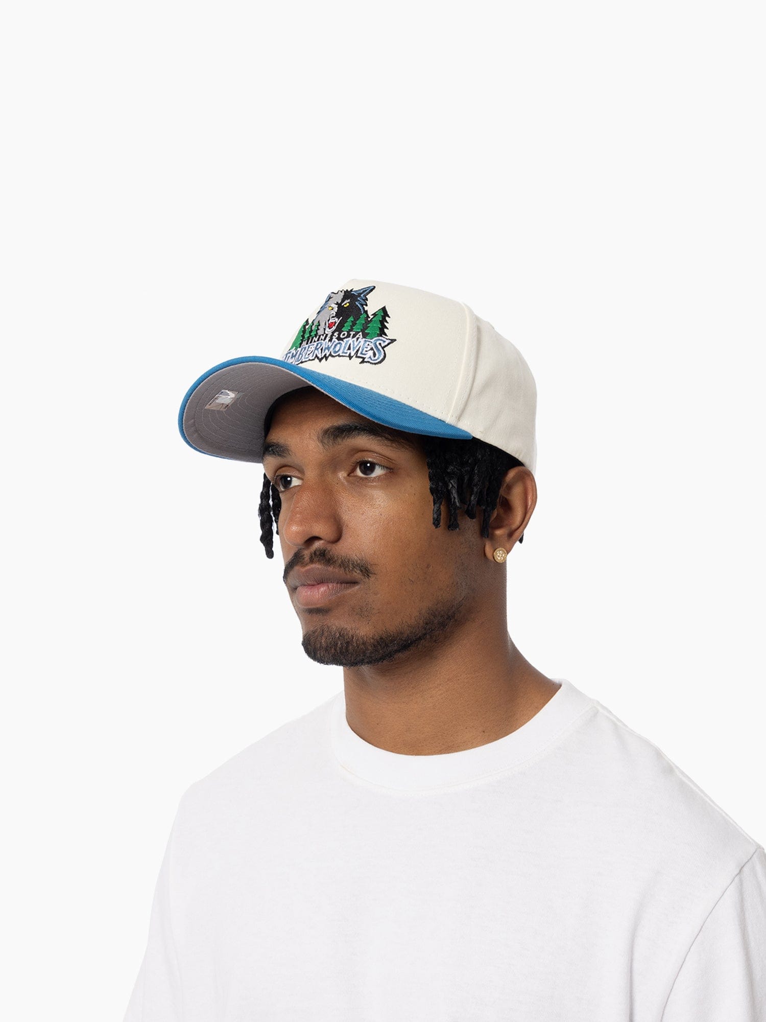Mitchell And Ness Caps Minnesota Timberwolves Mitchell & Ness NBA HWC 2T Pro Pinch Snapback Hat - Cream