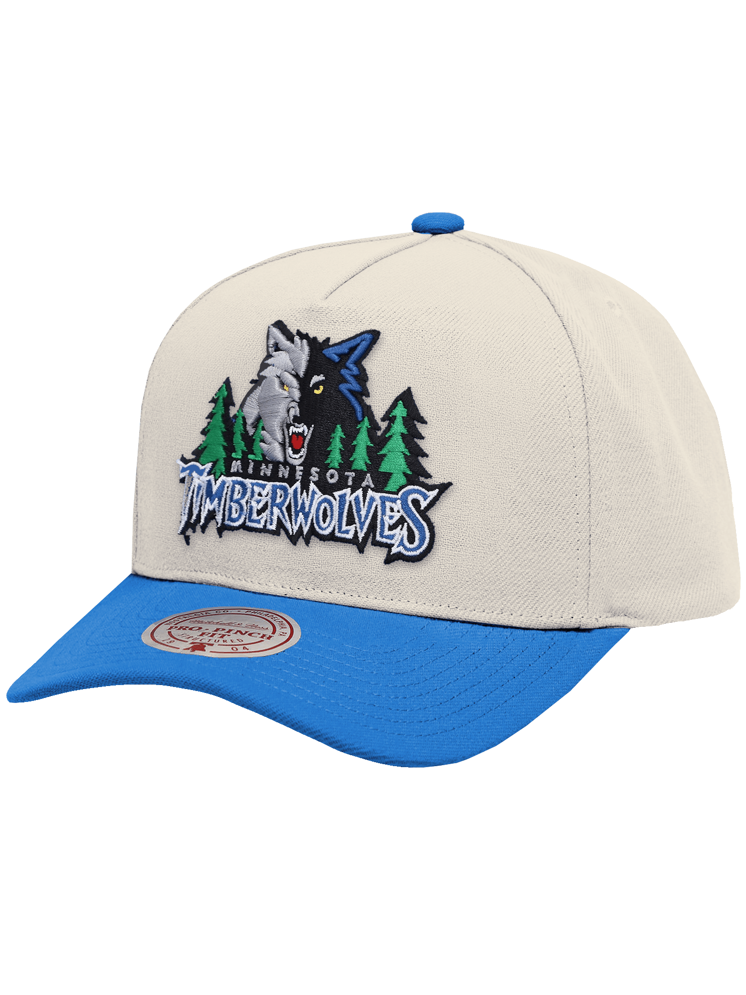 Mitchell And Ness Caps Minnesota Timberwolves Mitchell & Ness NBA HWC 2T Pro Pinch Snapback Hat - Cream