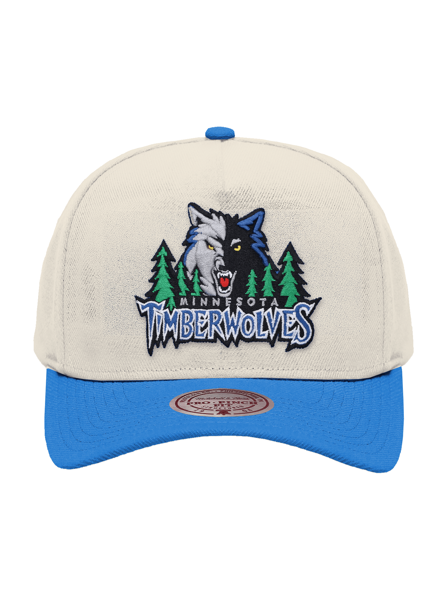 Mitchell And Ness Caps Minnesota Timberwolves Mitchell & Ness NBA HWC 2T Pro Pinch Snapback Hat - Cream