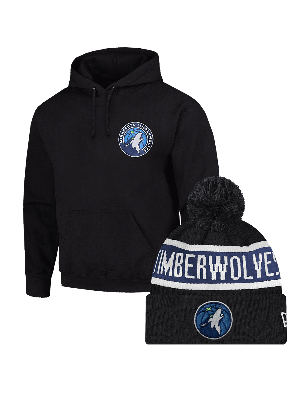 US Sports HQ Bundles Minnesota Timberwolves NBA Hoodie & Beanie Winter Bundle