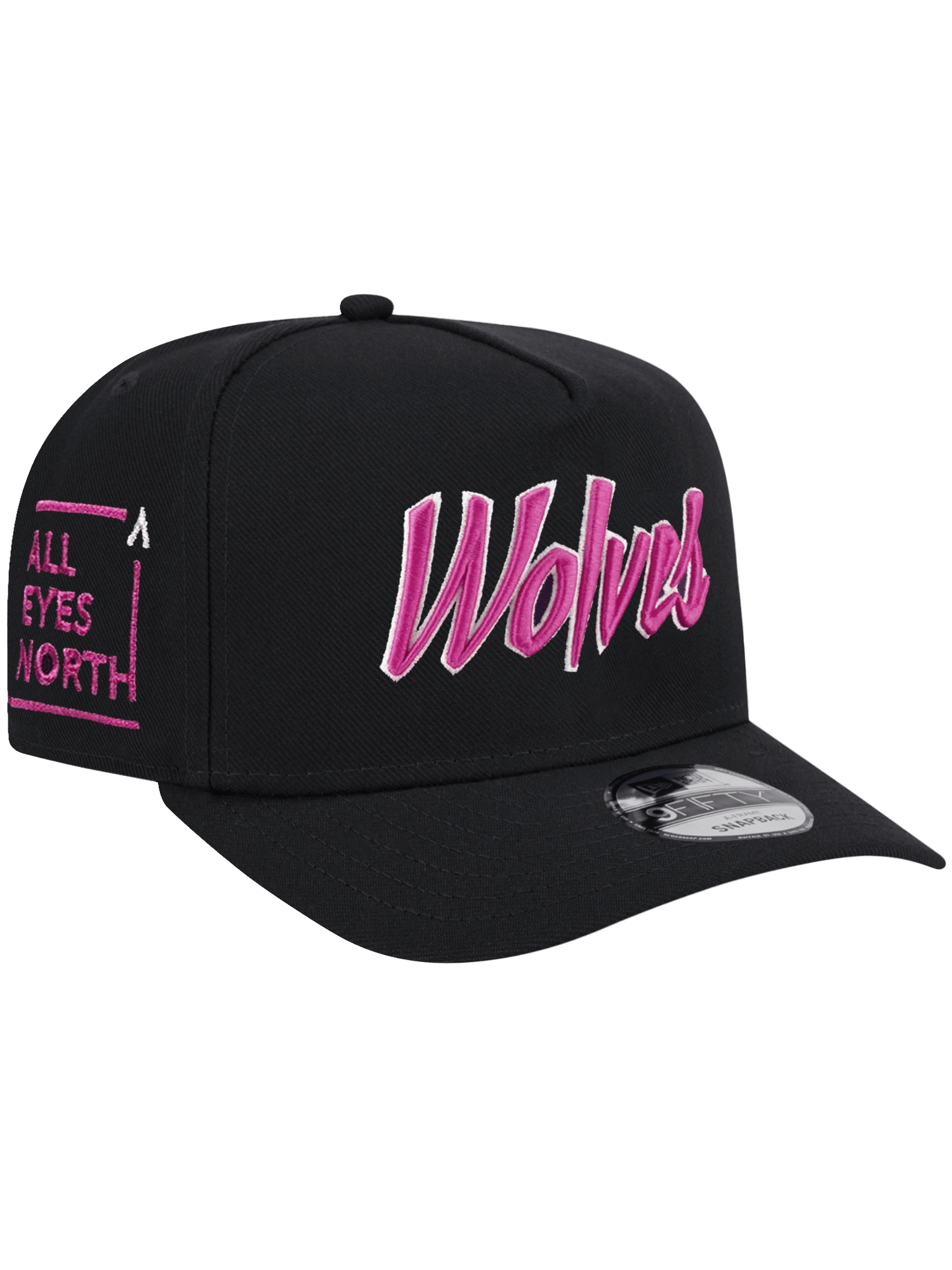 New Era Caps Minnesota Timberwolves New Era NBA City Script 9FIFTY Pre-Curved A-Frame Snapback Hat - Black
