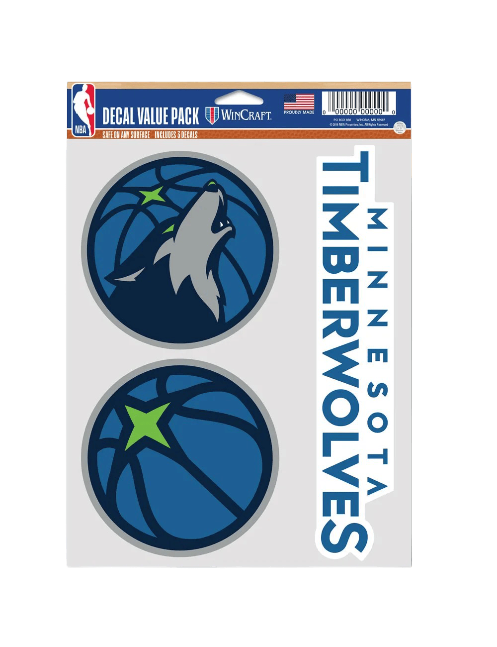 Wincraft Accessories Minnesota Timberwolves Wincraft NBA Team 3 Piece 5” x 7” Decal Set