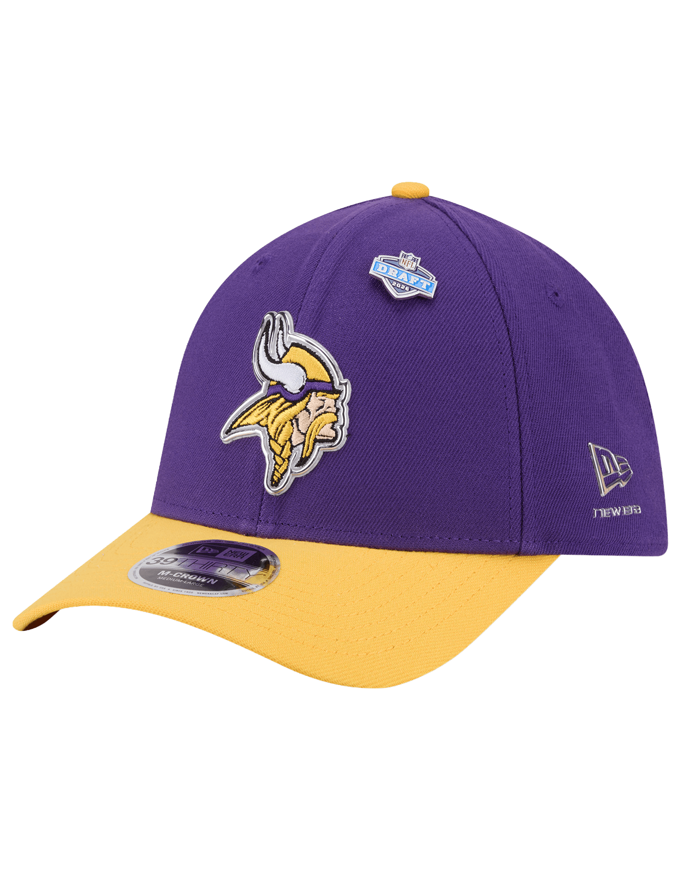 New Era Caps M/L Minnesota Vikings New Era NFL Draft 26 39THIRTY M-Crown Stretch-Fit Hat