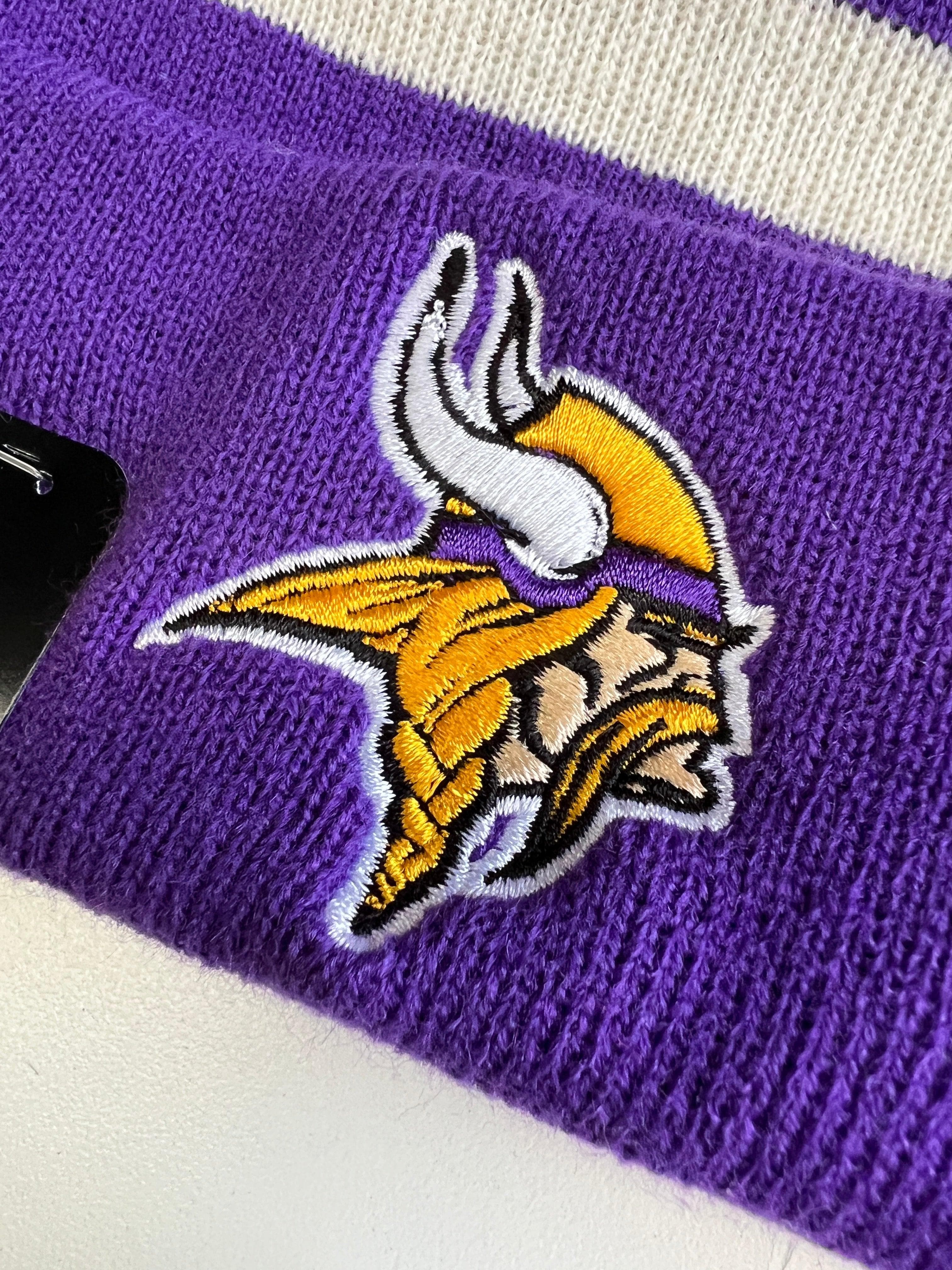 New Era Beanies Minnesota Vikings New Era NFL Ivory Stripe Pom Knit Beanie - Purple