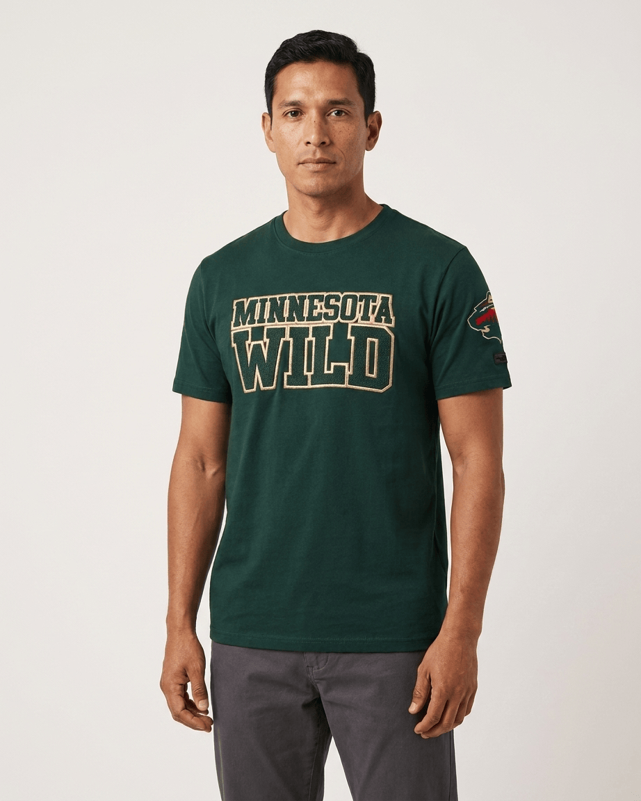 Pro Standard T-Shirts Minnesota Wild Pro Standard NHL Classic Chenille Flex T-Shirt - Green