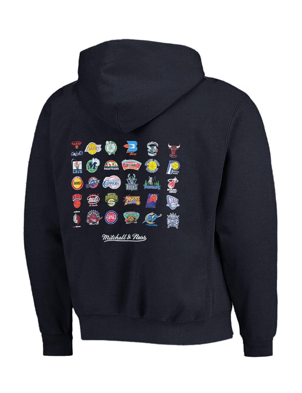 Mitchell And Ness Jumpers NBA HWC Mitchell & Ness Multi Logo Vintage Hoodie Jumper - Faded Black