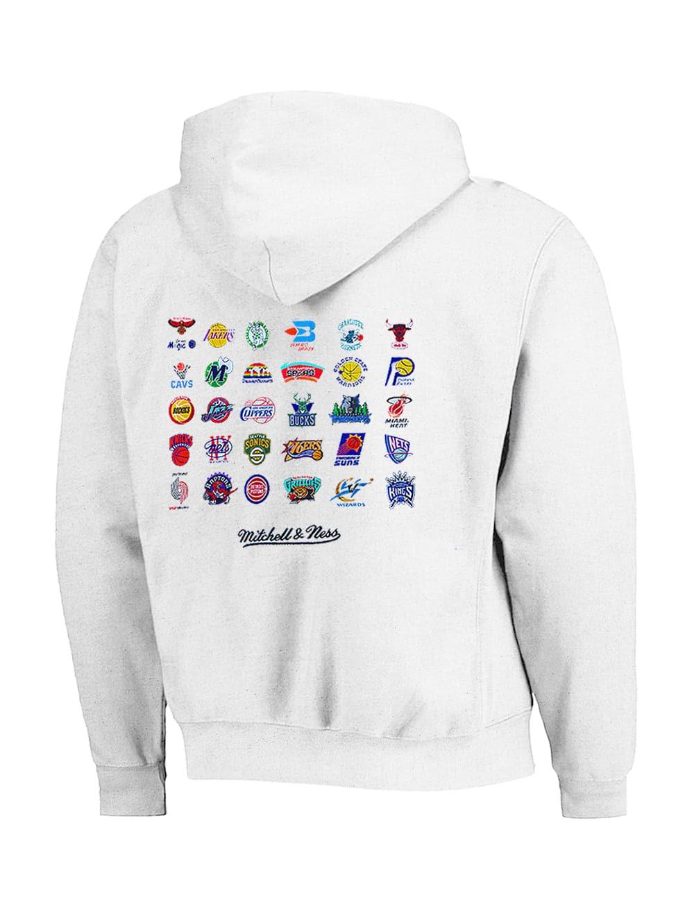 Mitchell And Ness Jumpers NBA HWC Mitchell & Ness Multi Logo Vintage Hoodie Jumper - Vintage White
