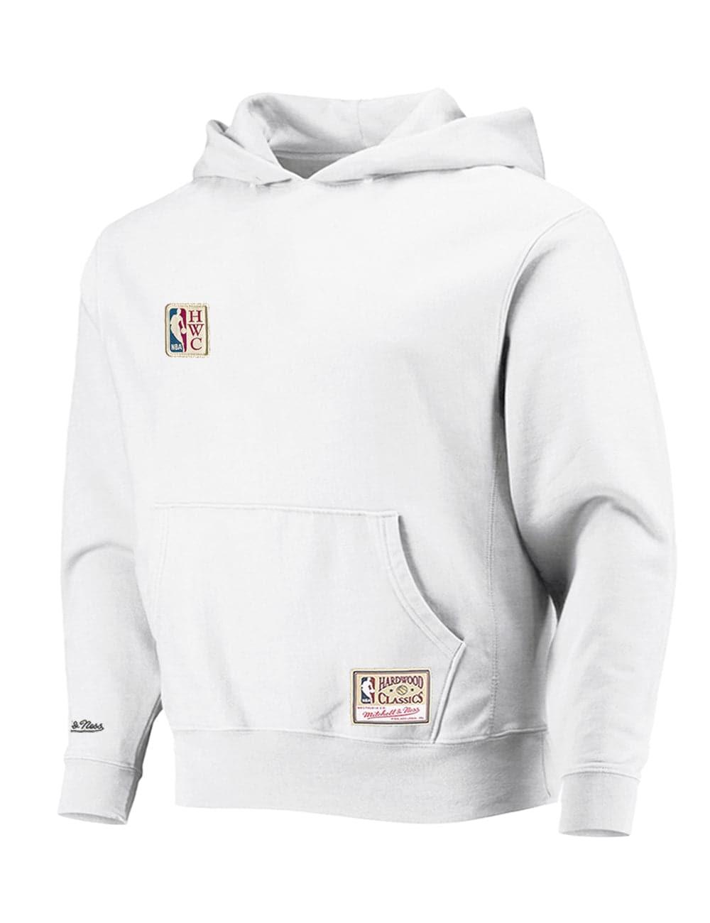 Mitchell And Ness Jumpers NBA HWC Mitchell & Ness Multi Logo Vintage Hoodie Jumper - Vintage White