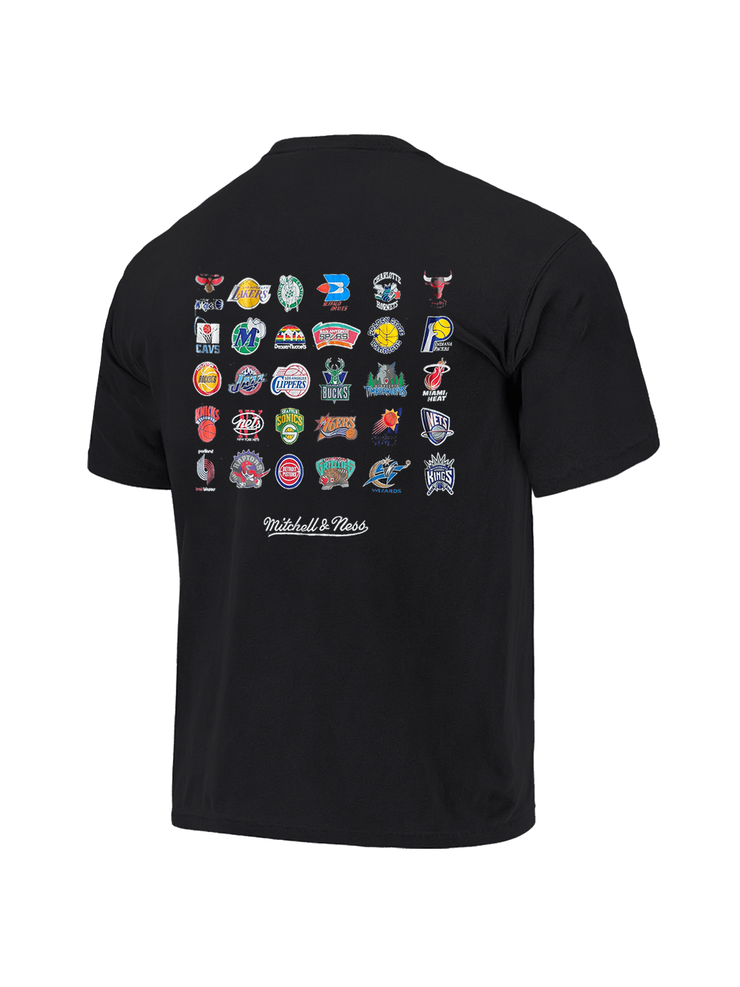 Mitchell And Ness T-Shirts NBA HWC Mitchell & Ness Multi Logo Vintage T-Shirt - Faded Black