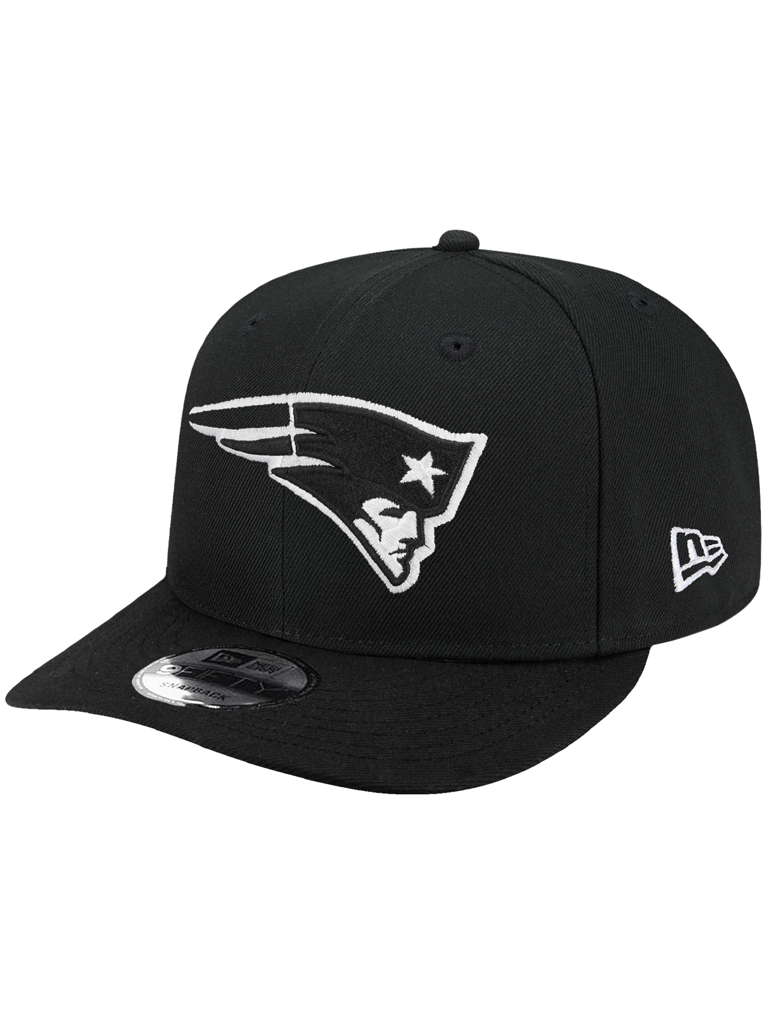 New Era Caps New England Patriots New Era NFL Black & White Pre-Curved 9FIFTY Snapback Hat