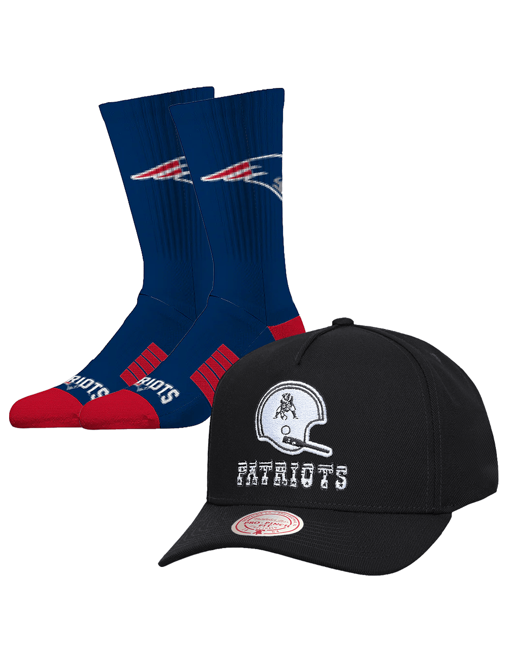 US Sports HQ Bundles New England Patriots NFL Sock & Snapback Hat Bundle