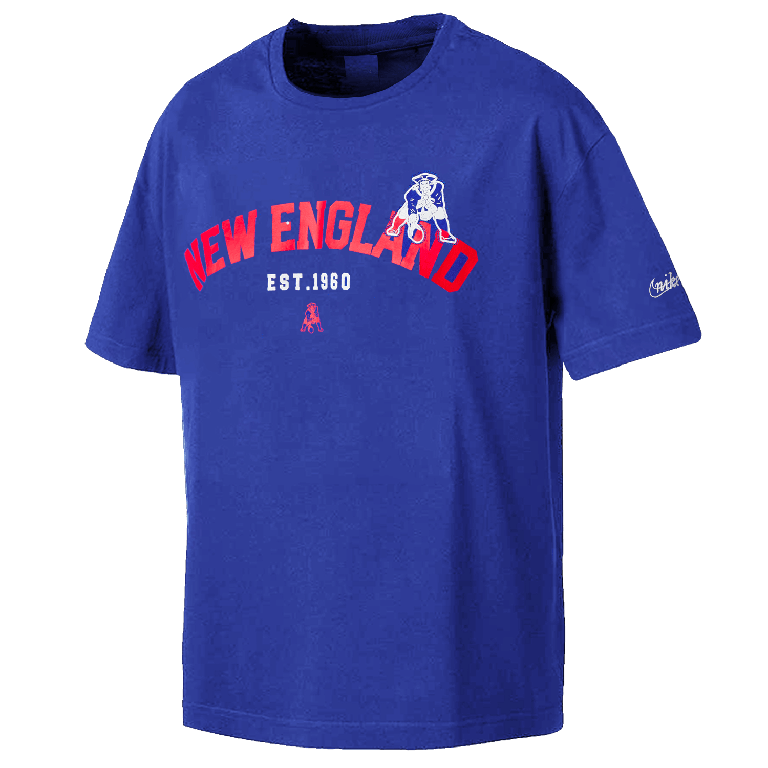 Nike T-Shirts New England Patriots Nike NFL Rewind Oversized Heavyweight T-Shirt - Blue