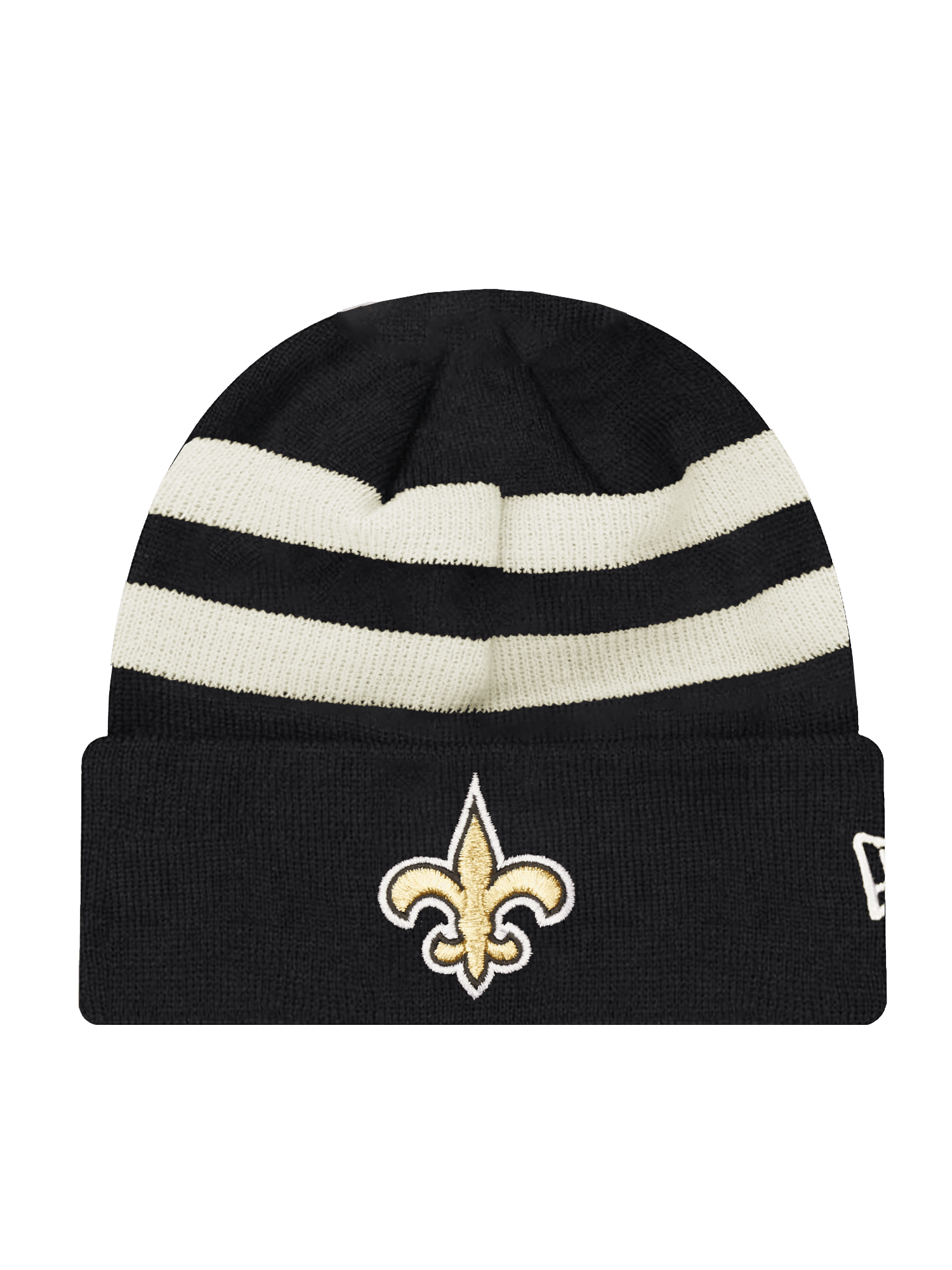 New Era Beanies New Orleans Saints New Era NFL Ivory Stripe Knit Beanie - Black