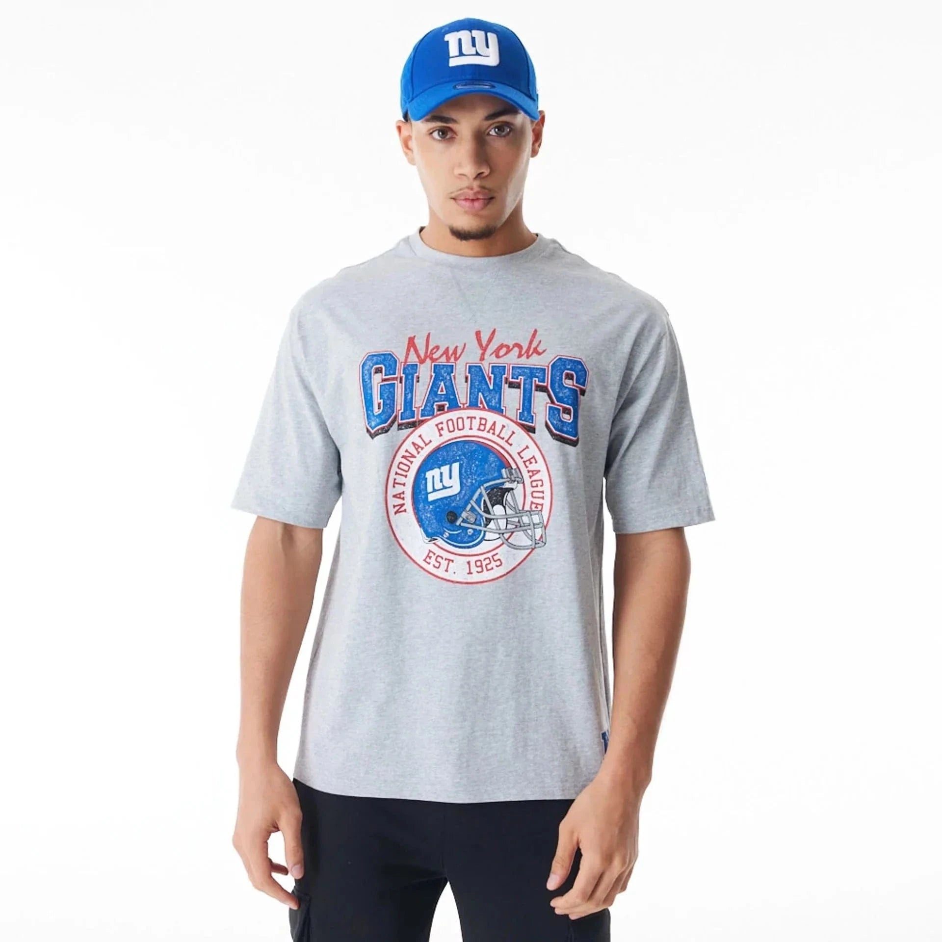 New Era T-Shirts New York Giants New Era NFL Helmet T-Shirt - Grey Marle