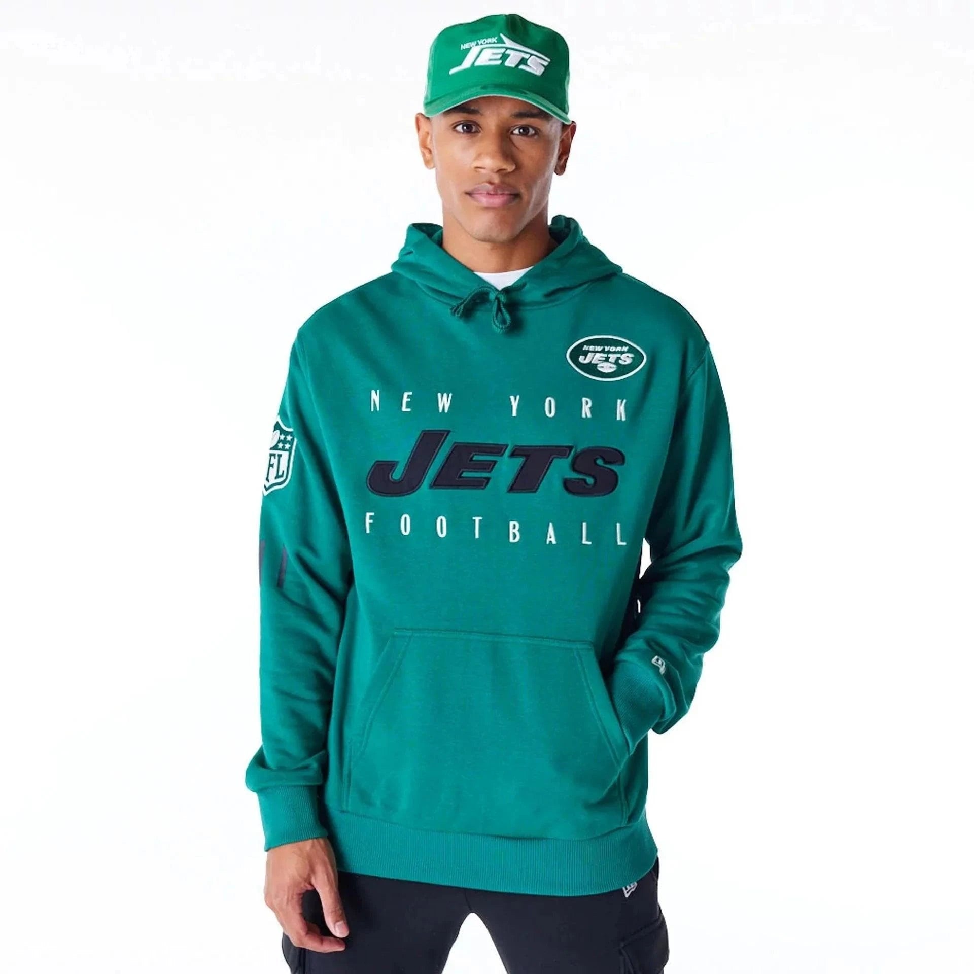 New Era Jumpers New York Jets New Era NFL Patched Oversized Hoodie Jumper - Green
