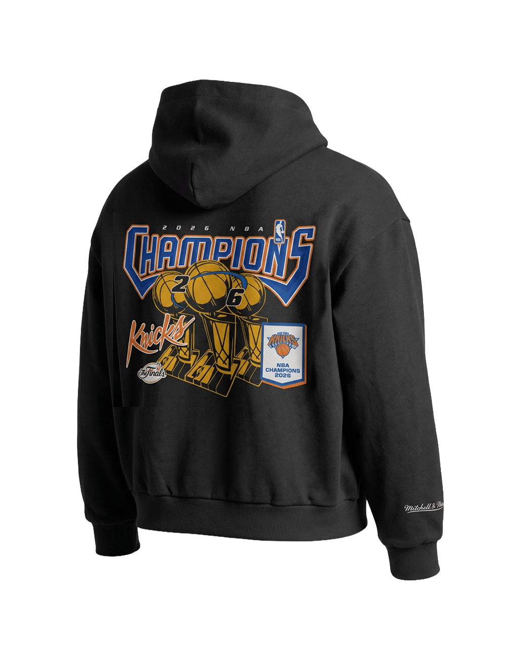 Mitchell And Ness Jumpers New York Knicks Mitchell & Ness NBA 26 Champs Box Fit Hoodie Jumper - Washed Black