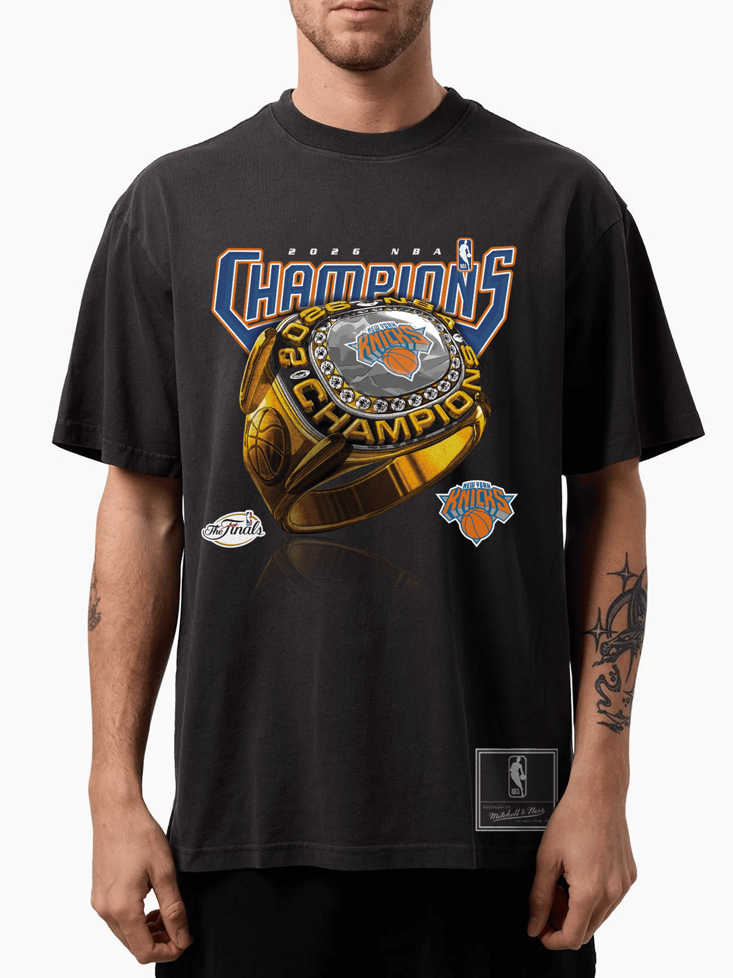 Mitchell And Ness T-Shirts New York Knicks Mitchell & Ness NBA 26 Champs Vintage Fit T-Shirt - Washed Black