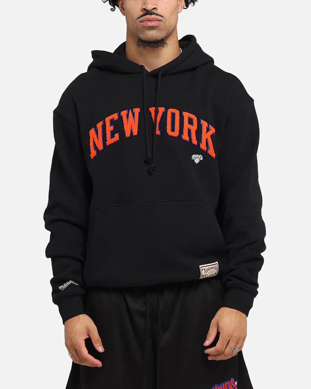 Mitchell And Ness Jumpers New York Knicks Mitchell & Ness NBA Big Apple Hoodie Jumper - Black