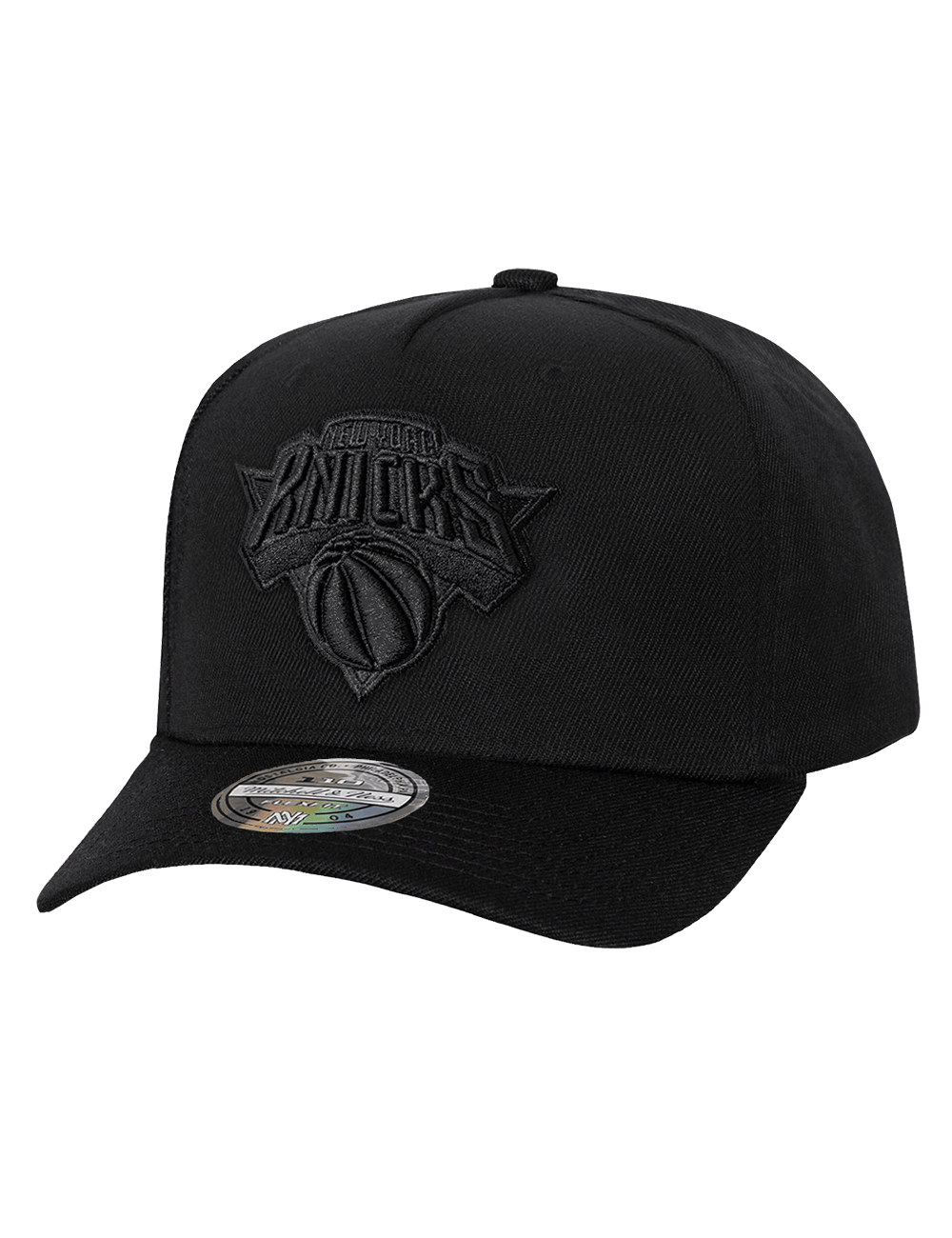Mitchell And Ness Caps OSFM New York Knicks Mitchell & Ness NBA Black On Black Flex 110 Snapback Hat