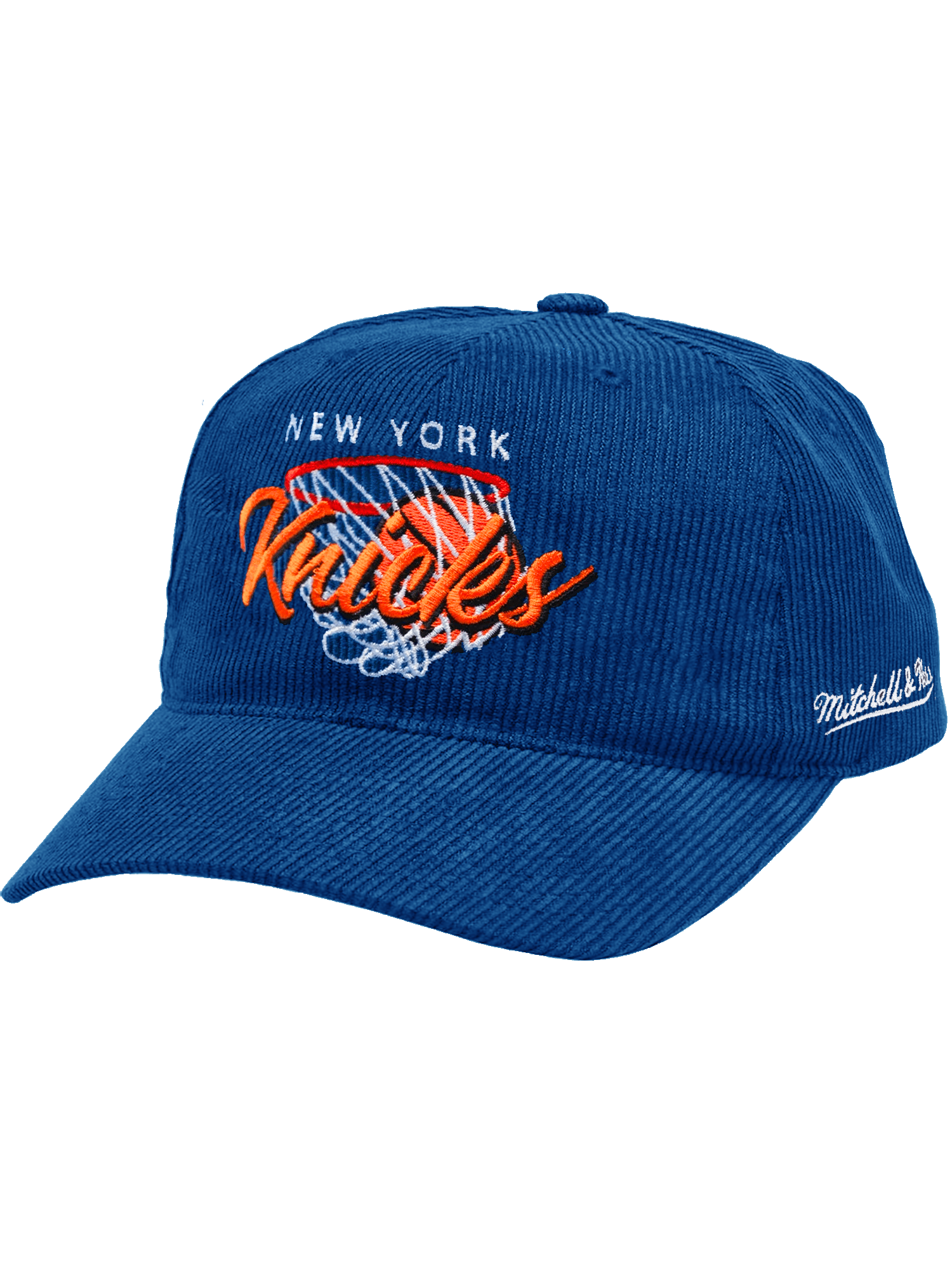 Mitchell And Ness Caps New York Knicks Mitchell & Ness NBA Net Deadstock Pre-Curved Snapback Hat - Blue