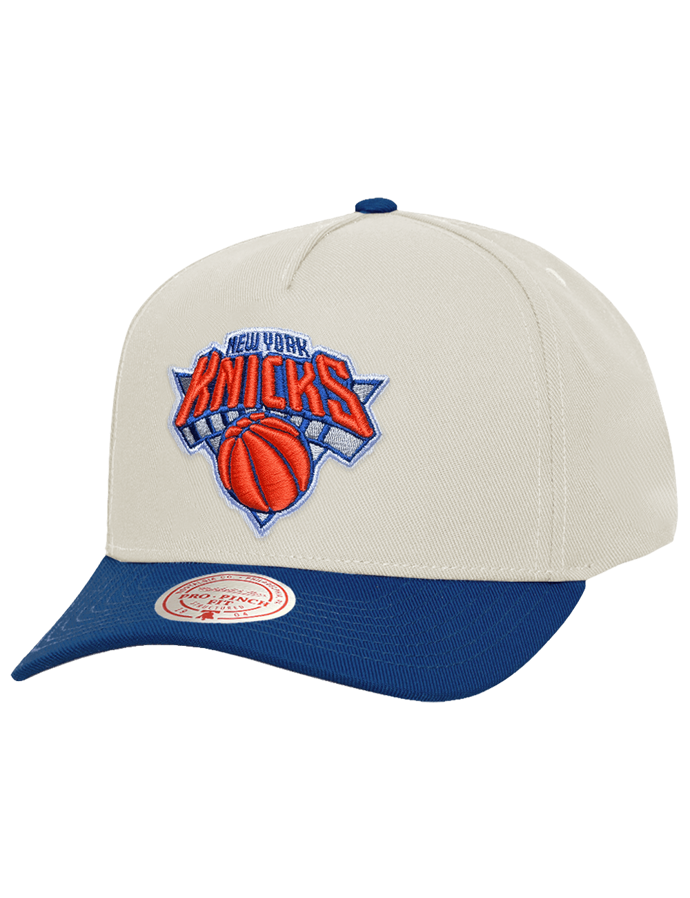 Mitchell And Ness Caps OSFM New York Knicks Mitchell & Ness NBA Team Pro Pinch Snapback Hat - Chrome